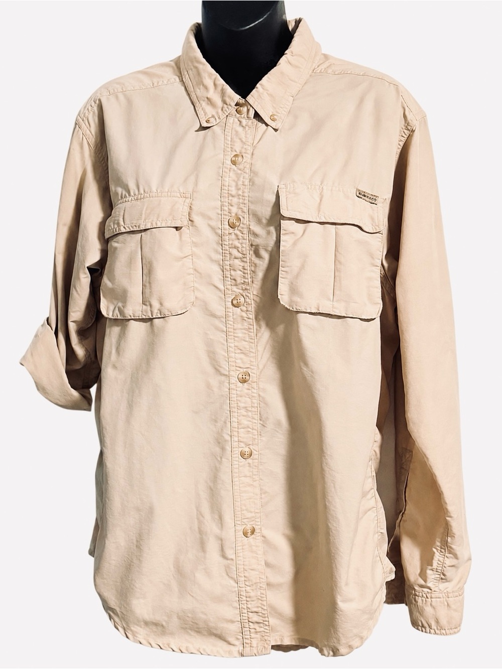 ExOfficio Women’s M Beige Long Sleeve Hiking Travel Fishing Shirt Ventilated
